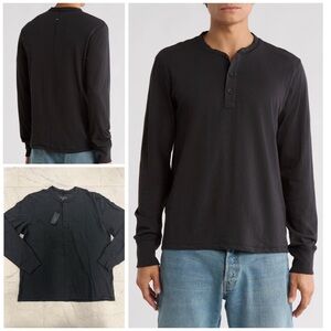 (RG-28) Rag & Bone Classic Slub Jersey Henley In Black